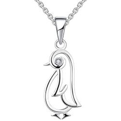 JO WISDOM 925 Sterling Silver Cubic Zirconia Penguin Pendant Necklace,18+2'' Extender