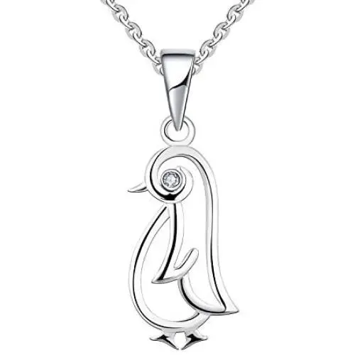 JO WISDOM 925 Sterling Silver Cubic Zirconia Penguin Pendant Necklace,18+2'' Extender JO WISDOM 925 Sterling Silver Cubic Zirconia Penguin Pendant Necklace,18+2'' Extender