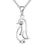 JO WISDOM 925 Sterling Silver Cubic Zirconia Penguin Pendant Necklace,18+2'' Extender
