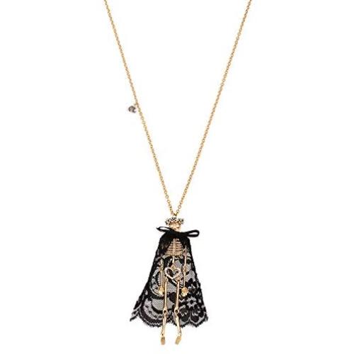 Betsey Johnson Pave Skeleton Long Pendant Necklace