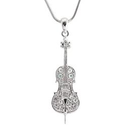 chelseachicNYC Crystal Cello Necklace Silver