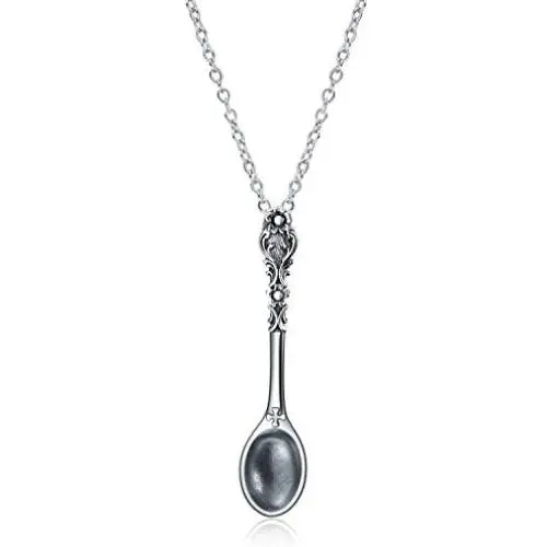 Spoon Necklace Sterling Silver Spoon Pendant Necklace for Women Men Jewelry Gifts