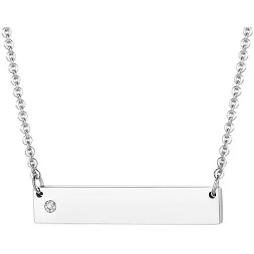 FaithHeart Personalized Vertical Bar Necklace, Men Women Stainless Steel/18K Gold Plated Custom Jewelry, Birthstone Name Bar Pendant for Couples/Family FaithHeart Personalized Vertical Bar Necklace, Men Women Stainless Steel/18K Gold Plated Custom Jewelry, Birthstone Name Bar Pendant for Couples/Family