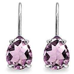 Sterling Silver Genuine, Simulated or Created Gemstone 7x5mm Teardrop Dainty Leverback Earrings