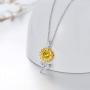 14K Real Gold Sunflower Necklace for Women, You Are My Sunshine Gold Sunflower Pendant Necklace with Crystal Birthday Anniversary Jewelry Gifts for Mom, Wife, Girlfriend 16''+2''