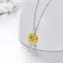 14K Real Gold Sunflower Necklace for Women, You Are My Sunshine Gold Sunflower Pendant Necklace with Crystal Birthday Anniversary Jewelry Gifts for Mom, Wife, Girlfriend 16''+2''