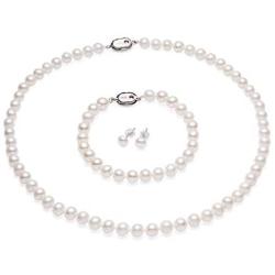CICILIYA White Freshwater Cultured Pearl Necklace Set Includes Bracelet and Stud Earrings Jewelry for Women