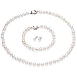 CICILIYA White Freshwater Cultured Pearl Necklace Set Includes Bracelet and Stud Earrings Jewelry for Women