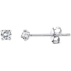 Sllaiss 2mm Sterling Silver Swarovski Zirconia Stud Earrings for Women Men, Platinum/Gold/Rose Gold Plated Tiny CZ Studs