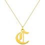 WIN JEWELRY 14K Authentic Gold Old English Pendant Necklace