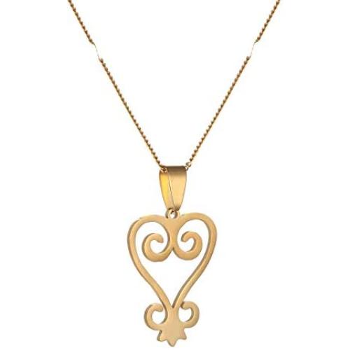 Stainless Steel African Adinkra Symbol Pendant Necklace SANKOFA Learn From The Past Charm Jewelry