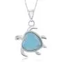 Nautical Turtle Caribbean Natural Larimar Gemstone Heart-Shaped Sterling Silver Pendant 18’’ Necklace Jewelry for Women or Teens Nautical Turtle Caribbean Natural Larimar Gemstone Heart-Shaped Sterling Silver Pendant 18’’ Necklace Jewelry for Women or Teens