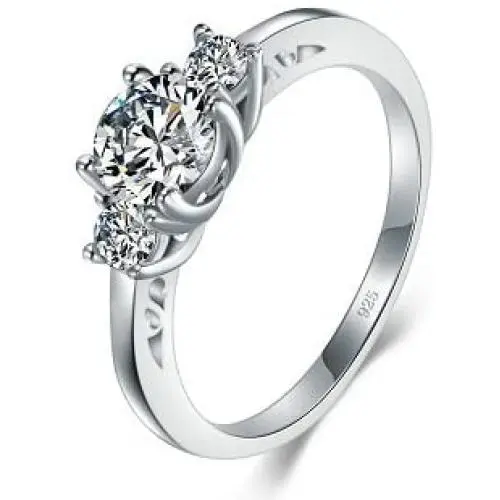 BORUO 925 Sterling Silver Ring, Cubic Zirconia CZ Eternity Engagement Wedding Band Ring BORUO 925 Sterling Silver Ring, Cubic Zirconia CZ Eternity Engagement Wedding Band Ring