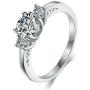 BORUO 925 Sterling Silver Ring, Cubic Zirconia CZ Eternity Engagement Wedding Band Ring