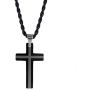 Yeidid International Mens Black Stainless Steel Cross Pendant, Black 4mm Rope Chain Necklace 24''