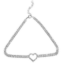 ROYAL AMOYY Clavicle Necklace, Alloy Choker Chain, Rhinestones Heart Necklace for Women and Girls