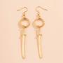 Aimimier Vintage Gothic Sword Drop Earrings Han Dynasty Dagger Dangle Earrings Huggie Jewelry for Women and Girls (Gold)
