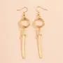 Aimimier Vintage Gothic Sword Drop Earrings Han Dynasty Dagger Dangle Earrings Huggie Jewelry for Women and Girls (Gold)