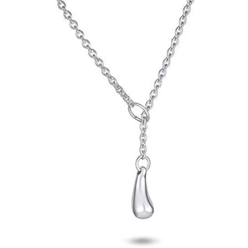 Trendy Teardrop Pear Shape Lariat Pendant Y Necklace For Women For Teen Polished 925 Sterling Silver