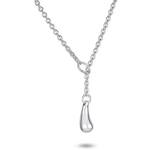 Trendy Teardrop Pear Shape Lariat Pendant Y Necklace For Women For Teen Polished 925 Sterling Silver