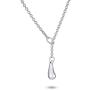 Trendy Teardrop Pear Shape Lariat Pendant Y Necklace For Women For Teen Polished 925 Sterling Silver