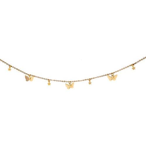 ROSTIVO Star Butterfly Necklace Choker for Women and Girls Dainty Butterfly Necklace (Gold)