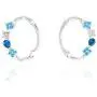 ORDOR 14K white-gold-plated-brass stud Earrings For Women 0.64'' x 0.75'' /Silver post/Nickel free/brass, Cubic Zirconia(Aquamarine, sapphire color)