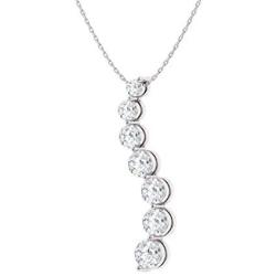 Diamondere Natural and Certified Round Diamond Journey Necklace in 14k White Gold | 0.90 Carat Pendant with Chain