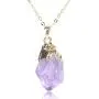 KISSPAT Unpolished Raw Amethyst Stone Pendant Necklace with 26 Long Chain KISSPAT Unpolished Raw Amethyst Stone Pendant Necklace with 26 Long Chain