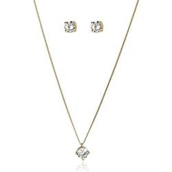 Lux Accessories Solitaire Stone Necklace Earrings Gift Jewelry Box Set