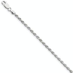 Newborn Jewellery 925 Sterling Silver Durable Italian Rope Chain Necklace Rhodium Plated 1.3mm (15.7''-21.7'')