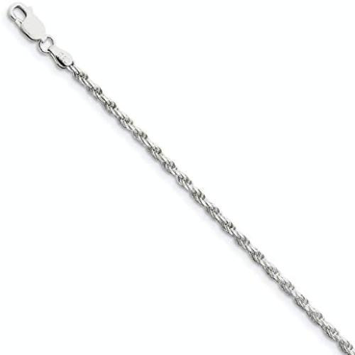 Newborn Jewellery 925 Sterling Silver Durable Italian Rope Chain Necklace Rhodium Plated 1.3mm (15.7''-21.7'')