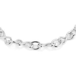 Vanbelle Sterling Silver Jewelry Hand-Made Fancy Infinity Link Chain Bracelets with Rhodium Plating for Women and Girls