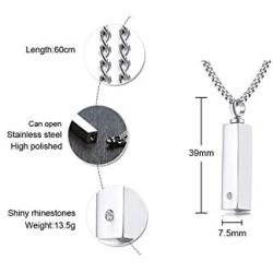 VNOX Cremation Urn Jewelry Customized Rectangle Cube Urn Necklace for Ashes Holder Pendant Keepsake Jewelry
