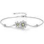 Grecia Sterling Sliver Daisy Bracelet for Women Two Daisies with 5A Cubic Zirconia Adjustable Chain Bracelet, Jewelry Gifts for Girls, for Christmas