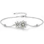 Grecia Sterling Sliver Daisy Bracelet for Women Two Daisies with 5A Cubic Zirconia Adjustable Chain Bracelet, Jewelry Gifts for Girls, for Christmas