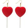 Cute Heart Lollipop Candy Color Simulation Food Dangle Earring for Women Girl Funny Jewelry-Red