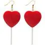 Cute Heart Lollipop Candy Color Simulation Food Dangle Earring for Women Girl Funny Jewelry-Red Cute Heart Lollipop Candy Color Simulation Food Dangle Earring for Women Girl Funny Jewelry-Red
