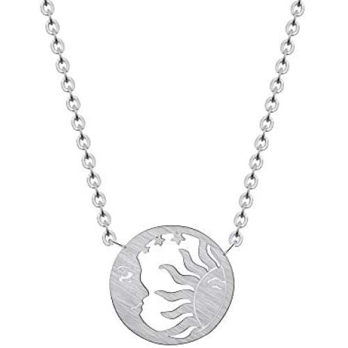 YF FY Sun Moon Star Necklace Moon Sun Face Star Pendants for Women Gift for Her Inspirational Jewelry