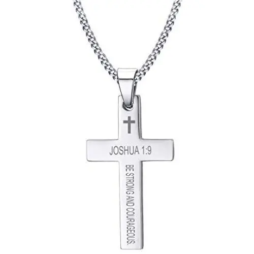 VNOX 316L Stainless Steel Christian Bible Verse Cross Pendant Necklace Men Women,Free Chain 24'' VNOX 316L Stainless Steel Christian Bible Verse Cross Pendant Necklace Men Women,Free Chain 24''