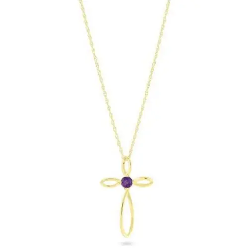 Femme Luxe 10K Yellow Gold Birthstone Open Loop Cross Pendant Necklace for Women, 4mm Round Gemstone, 18'' Gold Filled Chain, Hypoallergenic, Gift Ready Packaging Femme Luxe 10K Yellow Gold Birthstone Open Loop Cross Pendant Necklace for Women, 4mm Round Gemstone, 18'' Gold Filled Chain, Hypoallergenic, Gift Ready Packaging