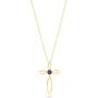 Femme Luxe 10K Yellow Gold Birthstone Open Loop Cross Pendant Necklace for Women, 4mm Round Gemstone, 18'' Gold Filled Chain, Hypoallergenic, Gift Ready Packaging