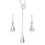 BERRICLE Rhodium Plated Sterling Silver Teardrop Fashion Necklace and Earrings Set