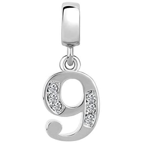 CandyCharms Lucky Number 0-9 Dangle Charms Beads for Bracelets Necklace