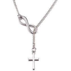 XCFS Unisex 925 Silver Plated Smooth Cross Religious Pendant Necklace,20inch chain