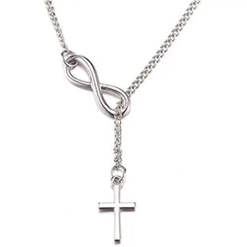 XCFS Unisex 925 Silver Plated Smooth Cross Religious Pendant Necklace,20inch chain