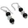 NOVICA Onyx Cream Cultured Akoya Pearl .925 Silver Beaded Hook Earrings, Midnight Dreams