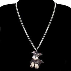 DOWAY Acrylic Charm Cute Mini Schnauzer Necklace Dog Pendant Fashion Pet Jewelry for Women Girls Decoration Party Gifts