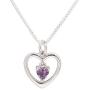 Girls Sterling Silver''Dancing Heart'' Simulated Birthstone Necklace