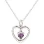 Girls Sterling Silver''Dancing Heart'' Simulated Birthstone Necklace Girls Sterling Silver''Dancing Heart'' Simulated Birthstone Necklace